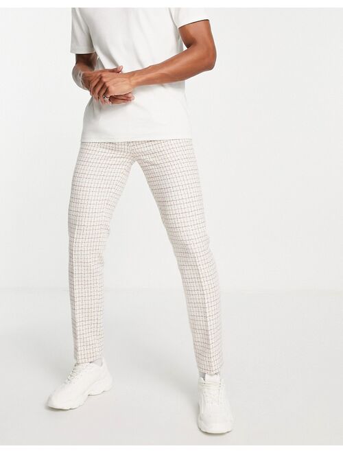ASOS DESIGN smart tapered pants in pink boucle check