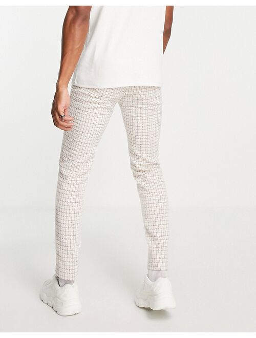 ASOS DESIGN smart tapered pants in pink boucle check