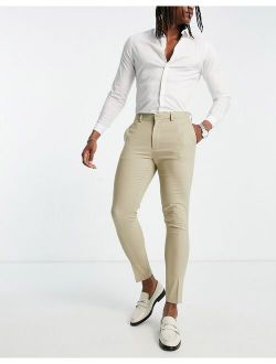 smart super skinny pants with pin dot texture in stone