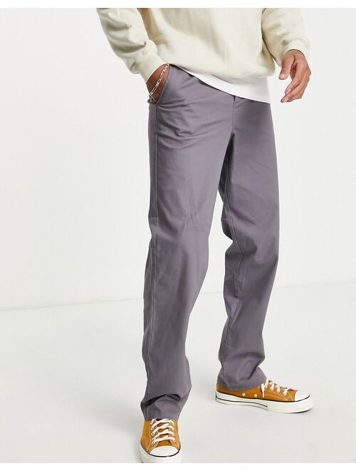 ASOS DESIGN relaxed chinos in charcoal