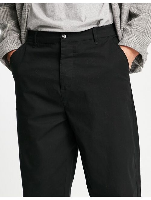 ASOS DESIGN oversized tapered chinos in black