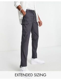 skinny smart cargo pants in charcoal