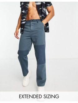 relaxed loose fit pants in heavy twill with wash