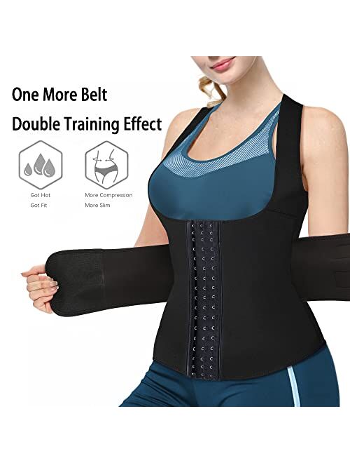 HOPLYNN Neoprene Sauna Sweat Waist Trainer Corset Trimmer Vest for Women Tummy Control, Waist Cincher Body Shaper
