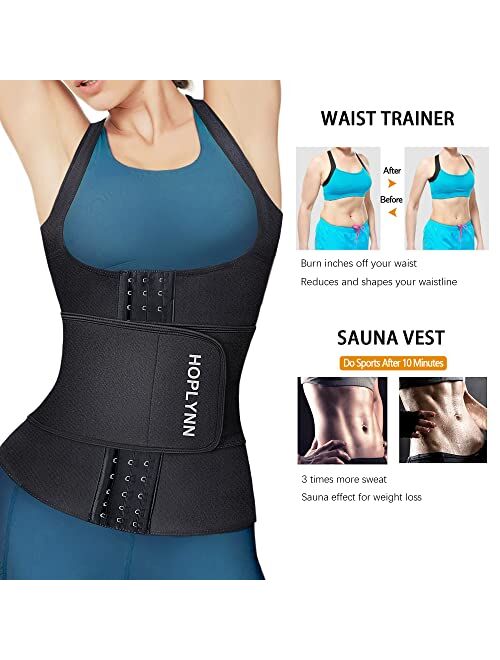 HOPLYNN Neoprene Sauna Sweat Waist Trainer Corset Trimmer Vest for Women Tummy Control, Waist Cincher Body Shaper