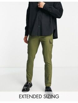 skinny smart cargo pants in khaki