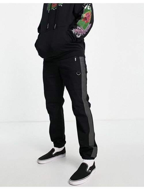 Topman straight cut and sew skinny sweatpants with zip pocket in black