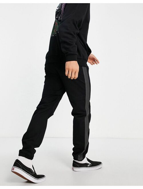 Topman straight cut and sew skinny sweatpants with zip pocket in black