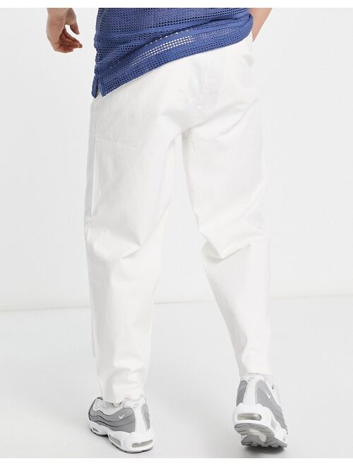 ASOS DESIGN oversized tapered chinos in white