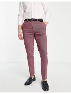 smart super skinny pants with pin dot texture in burgundy