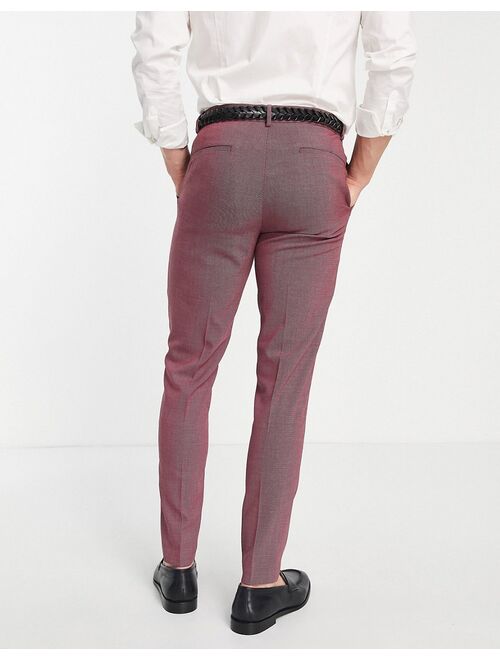 ASOS DESIGN smart super skinny pants with pin dot texture in burgundy