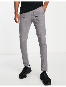 super skinny pants with front pockets in charcoal