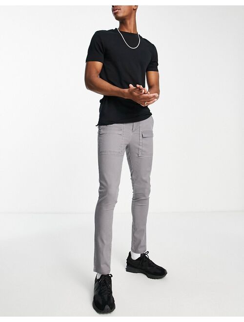 ASOS DESIGN super skinny pants with front pockets in charcoal