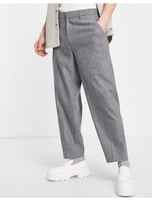 ASOS DESIGN oversized tapered wool mix smart pants in puppytoooth