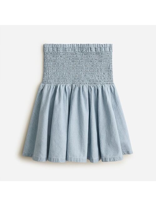 J.Crew Smocked-waist linen mini skirt