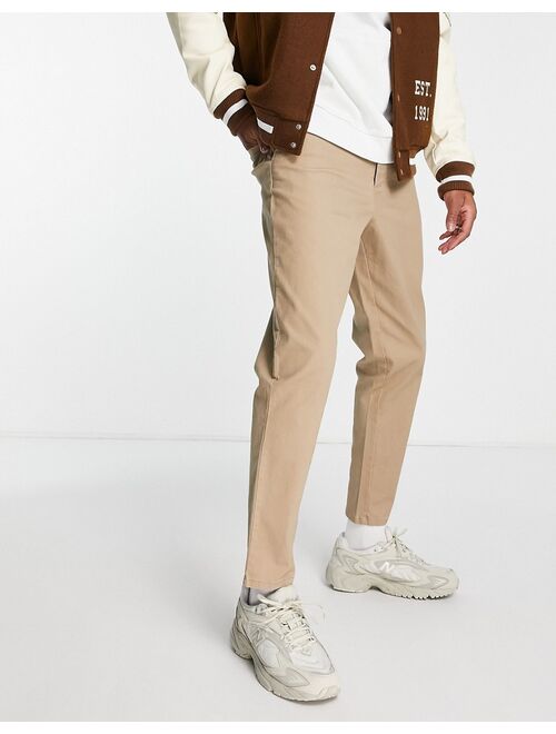 ASOS DESIGN tapered chinos in stone