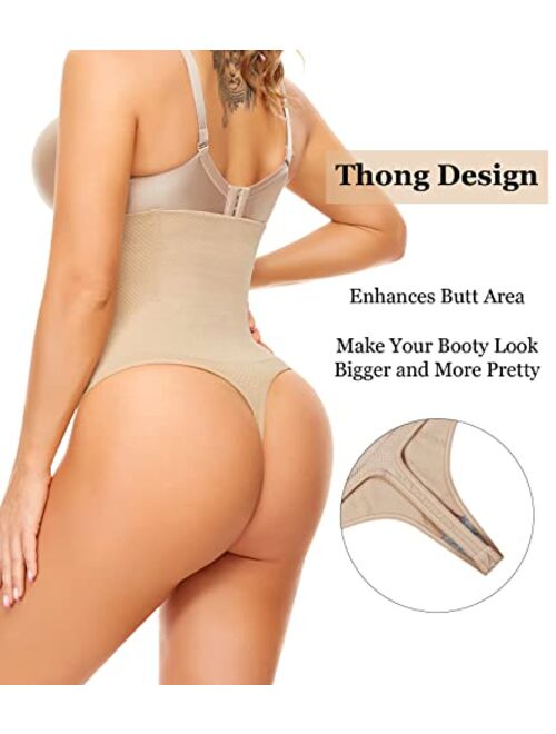 LAZAWG Thong Shapewear for Women High Waist Tummy Control Waist Cincher Girdle Slimming Body Shaper Butt Lifter Panties