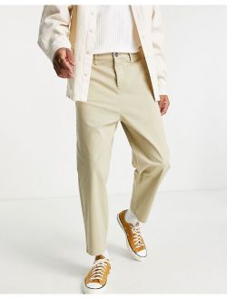 oversized tapered chinos in light beige