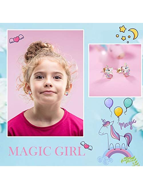 Ungent Them Unicorn Earrings for Girls Hypoallergenic Gold Unicorn Cute Stud Earrings Birthday Valentines Day Unicorns Gifts for Girls Daughter Granddaughter Back to Scho