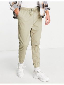 slim woven sweatpants in dark beige
