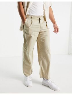 lightweight wide leg pants with pleats in beige