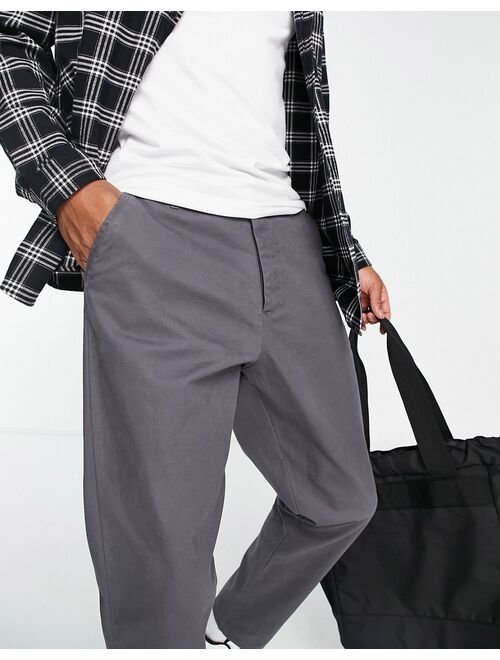 ASOS DESIGN tapered fit chinos in charcoal