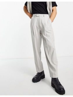 oversized tapered smart pants in ice gray