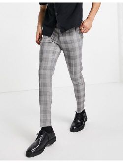 super skinny smart pants in black prince of wales check