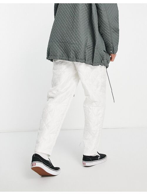 ASOS DESIGN oversized tapered quilted smart pants in white