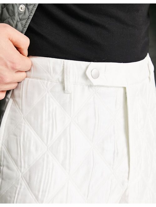ASOS DESIGN oversized tapered quilted smart pants in white
