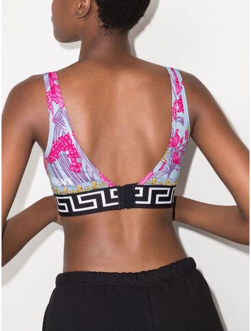 Versace floral-print V-neck bra
