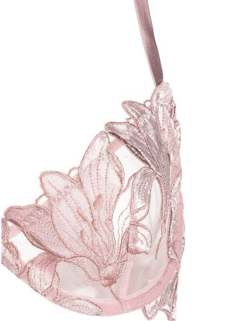Fleur Du Mal Lily velvet embroidered bra