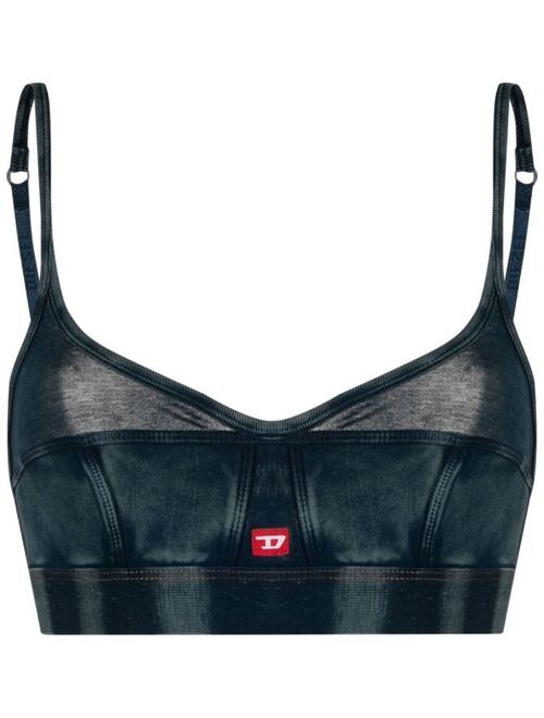 Diesel logo-patch denim bra
