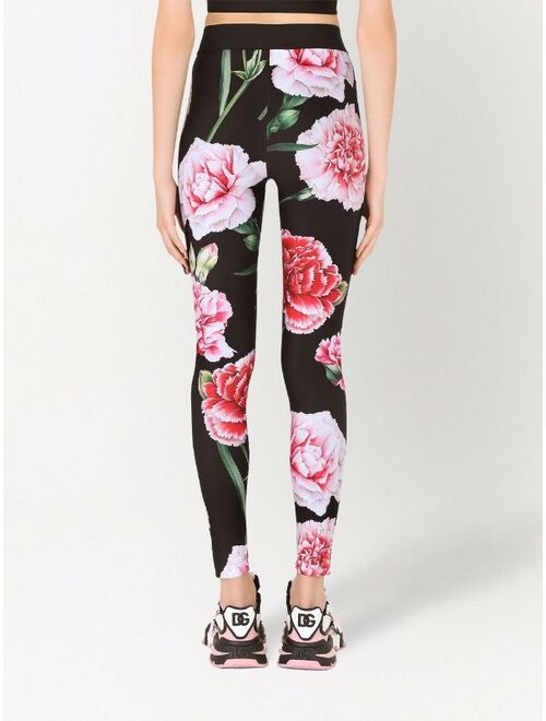 Dolce & Gabbana floral-print logo-waistband leggings