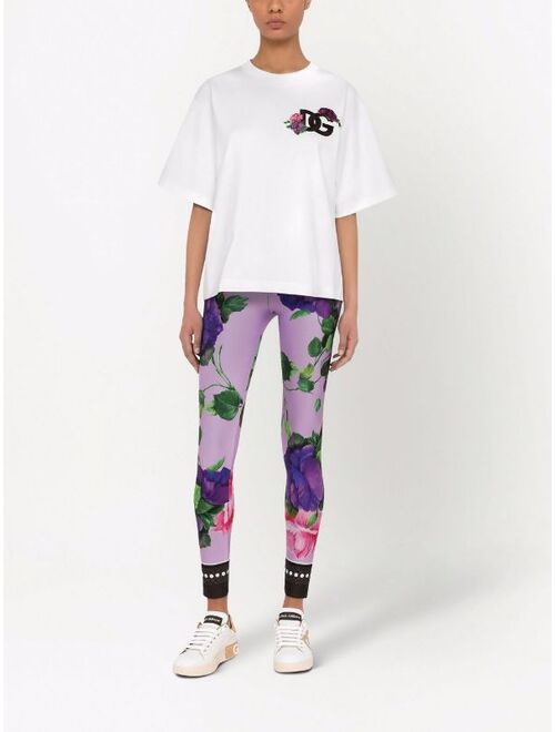 Dolce & Gabbana floral-print logo-waistband leggings