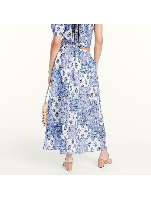 J.Crew Side-slit maxi skirt in patchwork print