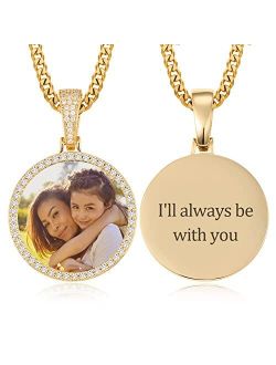 YIMERAIRE Custom Chain with Picture Necklace Personalized Photo Pendant Necklace for Men Customized Picture Necklaces for Women Memory Necklace with Picture Angel Wings H