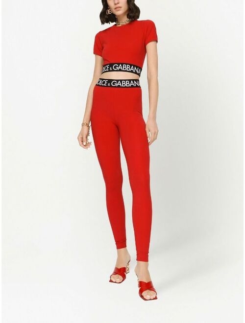 Dolce & Gabbana logo-waist leggings