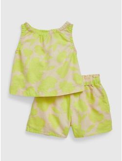 Toddler Linen-Cotton Floral Two-Piece Outfit Set