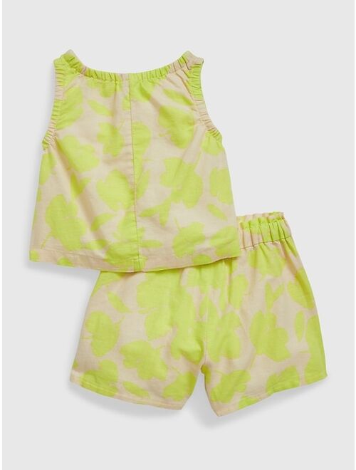 Gap Toddler Linen-Cotton Floral Two-Piece Outfit Set