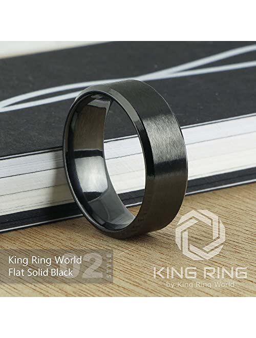 Basic Flat Ring by King Ring, 8mm – Plated Matte Finish, Wedding bands for him, Stainless Steel Ring, for Men & Women, Stylish and Attractive design, Casual Everyday Ring