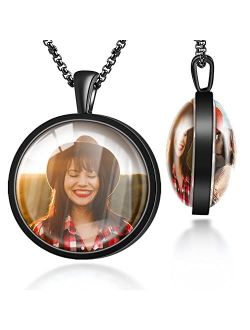 Fanery Sue Picture Necklace Personalized Photo for Women Men, Custom Pendant with Picture Inside, Engraved Necklace with Solid Protector