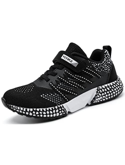 Jmfchi Sports Kids Shoes Boys Sneakers Slip-on Athletic Running Shoe Breathable Lightweight Mesh Girls Sports Sneaker