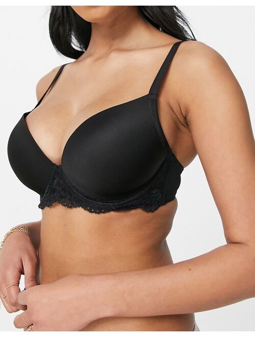 ASOS DESIGN Fuller Bust padded plunge t-shirt bra with underwire in black