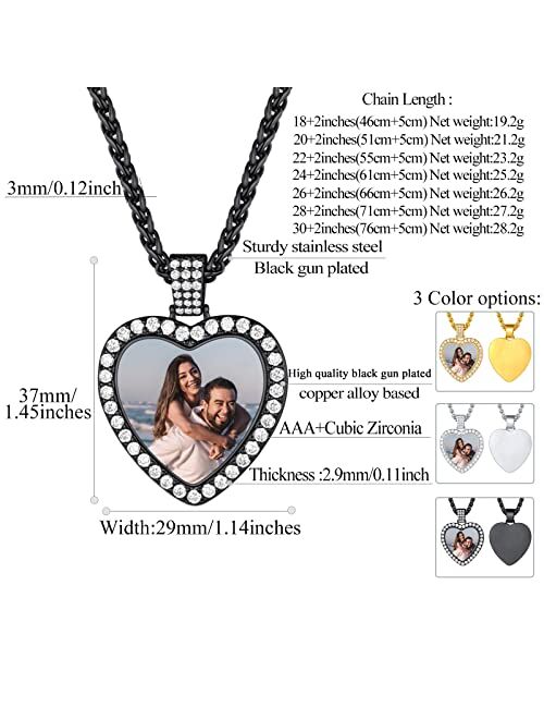 FindChic Creative Photo Necklace Personalized for Women Girl Square/Round/Heart/Cat/Oval Shaped Stainless Steel/18K Gold Plated Picture Pendant Custom Inscription Text Me