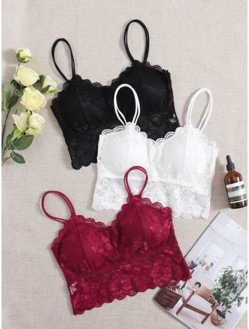 Shein 3pack Floral Lace Bra Set