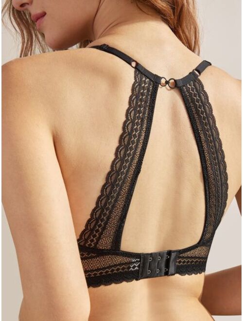 Shein Luvlette Contrast Lace Cut out Triangle Bralette