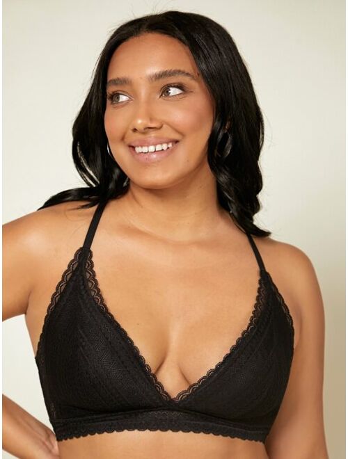 Shein Luvlette Contrast Lace Cut out Triangle Bralette