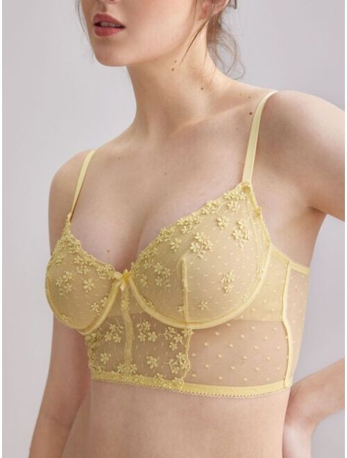Shein Luvlette Embroidery Laced With Luv Bra