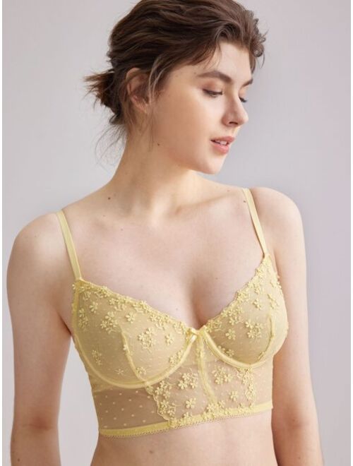 Shein Luvlette Embroidery Laced With Luv Bra